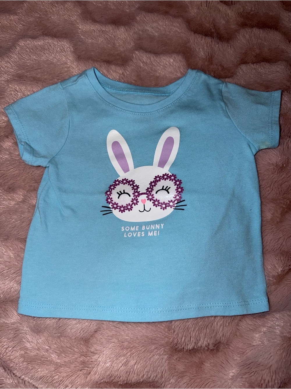 Garanimals Light Blue Bunny Graphic Tee with Purple Accents